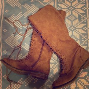 Lace up knee high boots